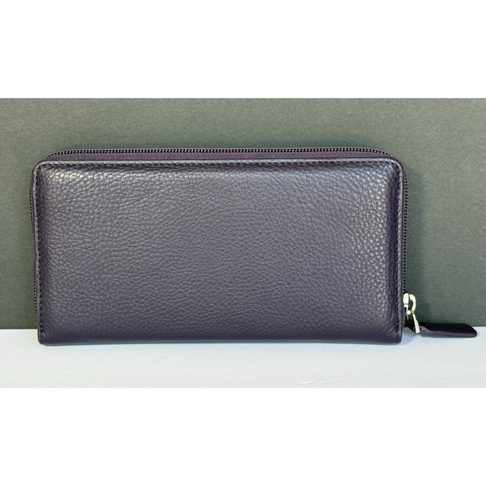 NWOT Levenger Accordion Wallet Grape Purple Pebbled Leather Zip Around RFID - Picture 5 of 12